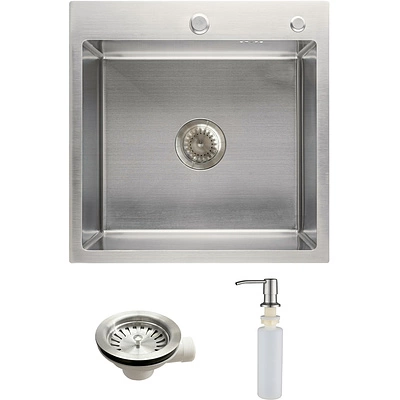 Мойка н/сталь, квадратная одночашевая, 500*500мм, мат сатин, PVD, врезн на/вровень столешнице, AKS (3,2мм) - фото 1