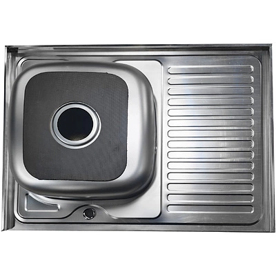 Мойка н/сталь, прямоугольная одночашевая, 580*480мм, матовый хром, врезн на столешницу, AKS (0,8 мм) - фото 3