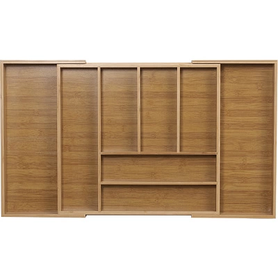 Лоток для столовых приборов BAMBOO раздвижной 520-825*470, бамбук табачный AKS - фото 3