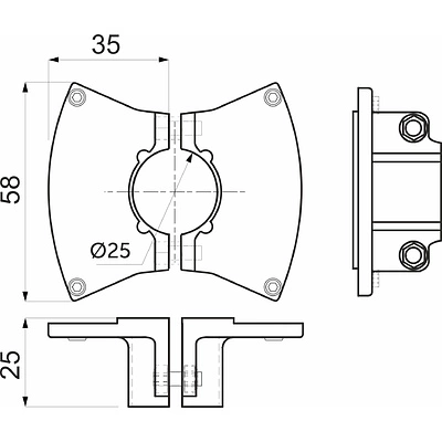 Держатель полки к трубе d25 (596) двухсторонний, вакуумное хромирование - фото 2