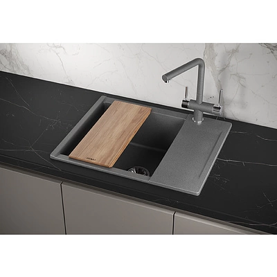 Мойка кварцевая, прямоугольная, GR-6202 Estetica, 620*500мм, графит, Granula - фото 4