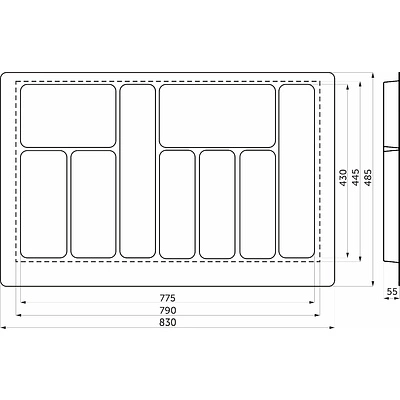 Лоток для столовых приборов 900 LINER 830*485, белый AKS - фото 2