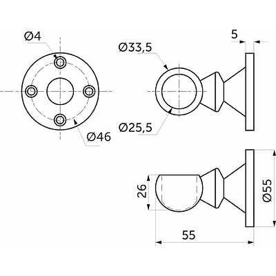 Держатель дистанционный концевой трубы d25 (993), хром AKS - фото 2