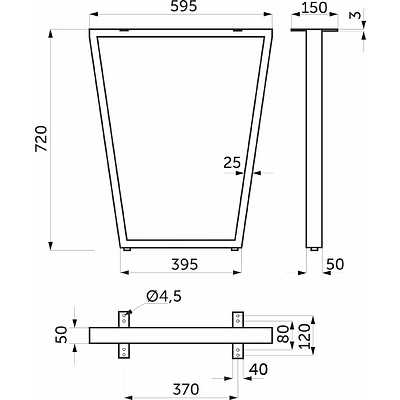 Подстолье VIKING h720, черный AKS (1 компл. = 2 шт.) - фото 2