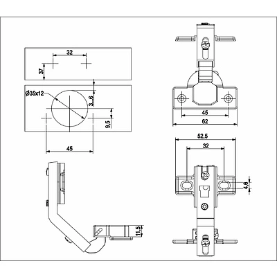 Петля д/составных фасадов 135° 45мм h2 slide-on AKS - фото 2