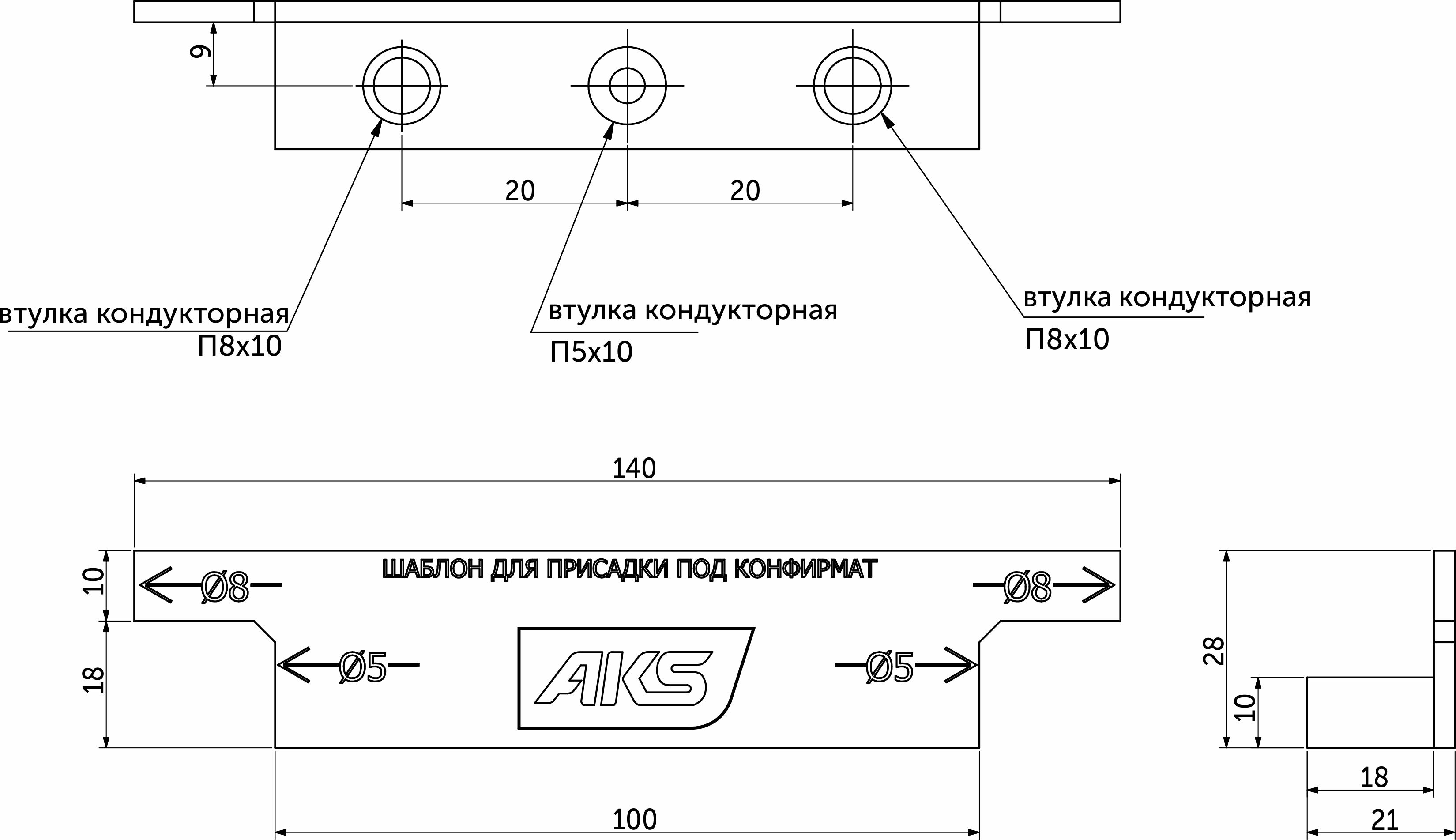 Шаблон для присадки под конфирмат AKS