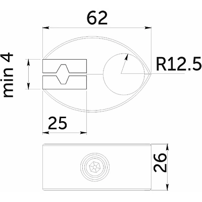 Соединитель стекло/плита к трубе d25, (550) одинарный (с вкладышами) вакуум AKS - фото 2